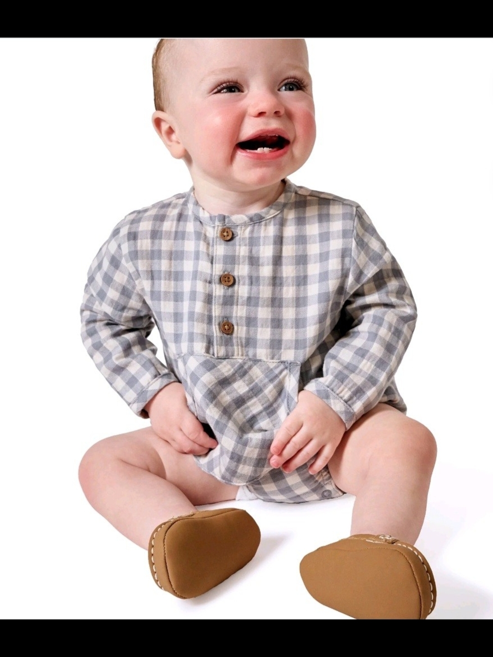 Baby Boy Henley Dumpling Romper with Kanga Pocket